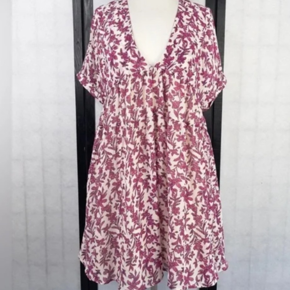 Free People Pink Floral Printed Tunic Dress